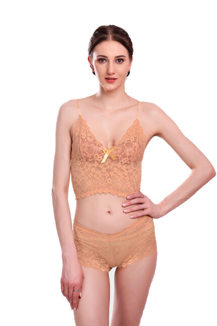 Women’s Lace Babydoll V Neck Sleepwear Chemise Bra & Panty Set