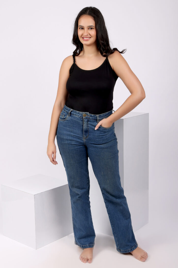 black cotton camisole for women – front view – Angelicez