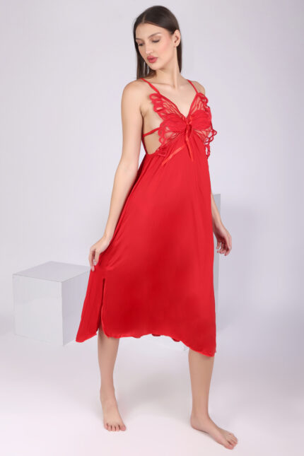 Butterfly Embroidery Long Nightdress (ANG 2406)