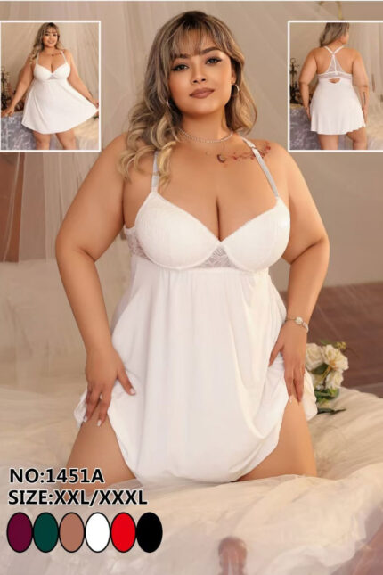 Padded cup plus size babydoll with lace back and molded bust – Luxe Lift